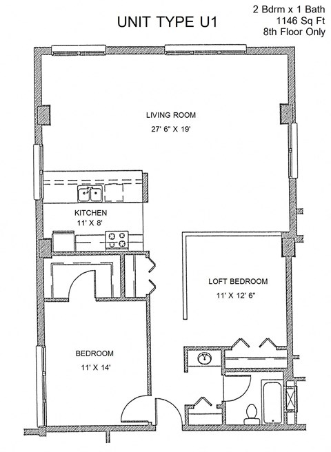 Residences at Capitol Heights Apartment 2D floor plan - Belladona